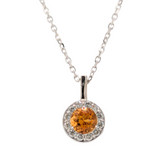14K White Gold Citrine Petite Birthstone Necklace